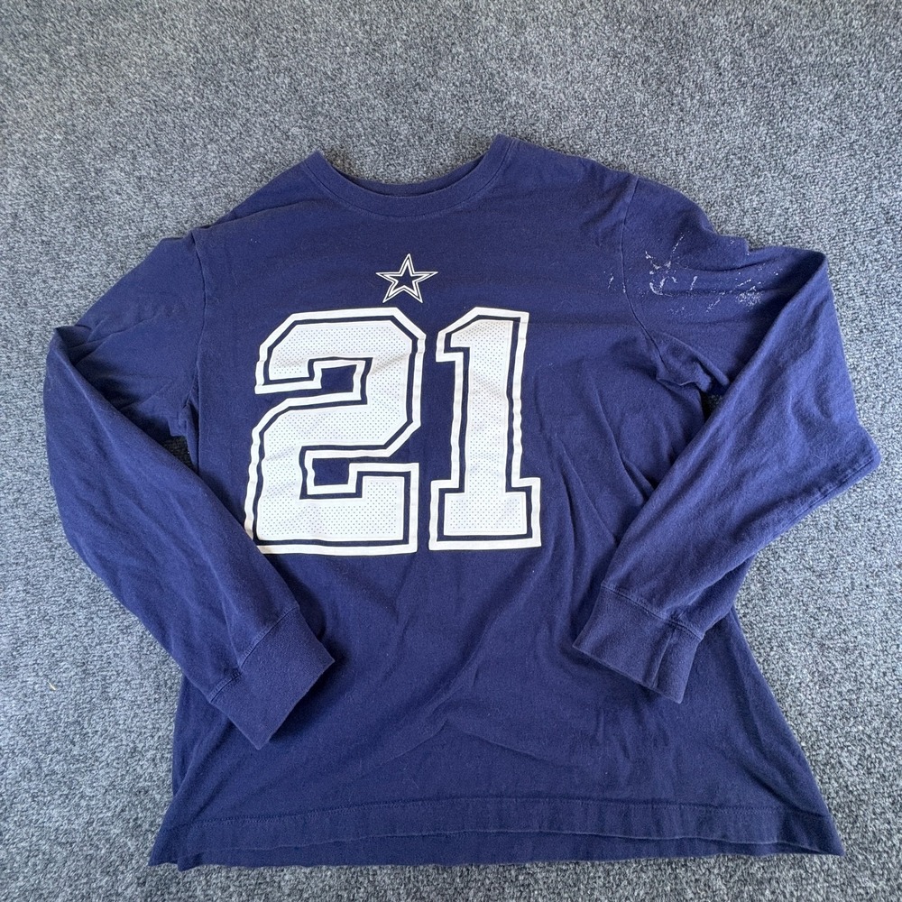 Nike Dallas Cowboys Ezekiel Elliott #21 Football NFL T-Shirt Mens Medium Navy‎
